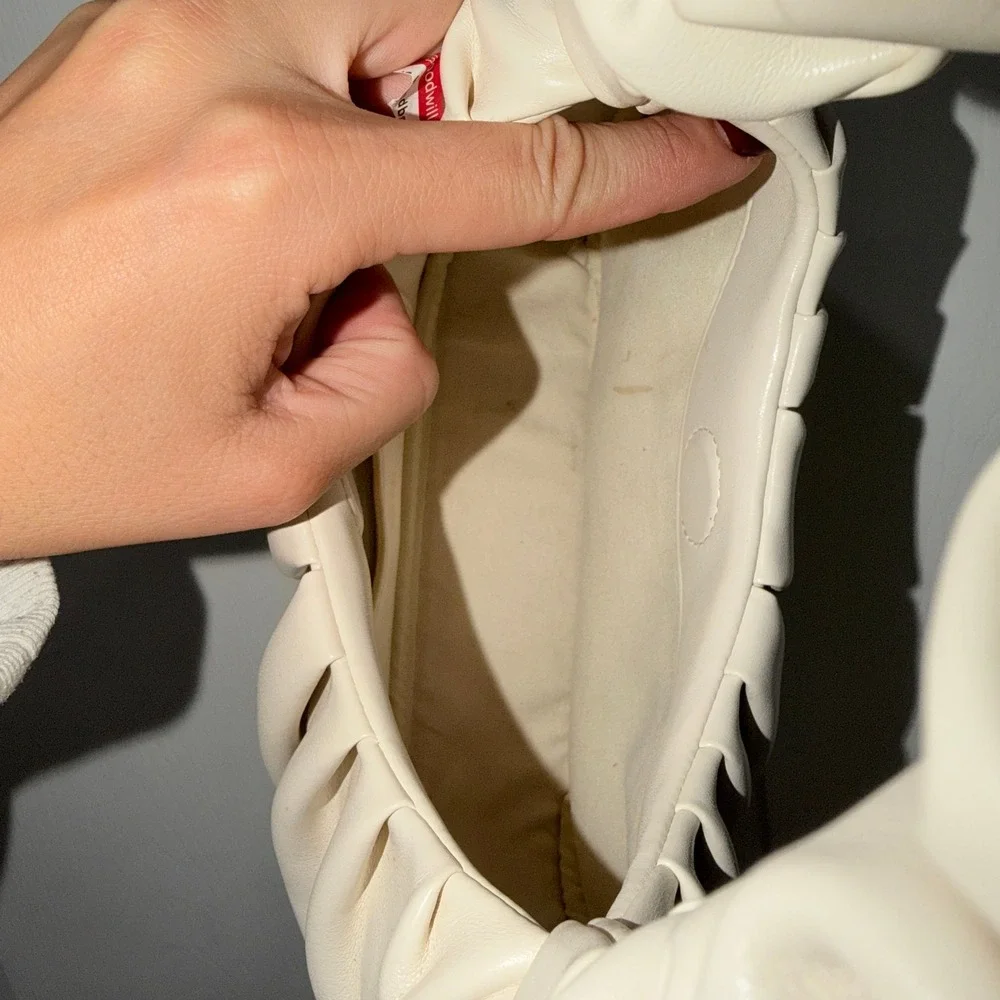 JW Pei Cream Ruched Shoulder‎ Bag Faux Leather Trendy Handbag